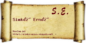 Simkó Ernő névjegykártya